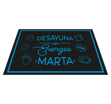 Mantel individual nombre desayuno enérgico azul - TenVinilo