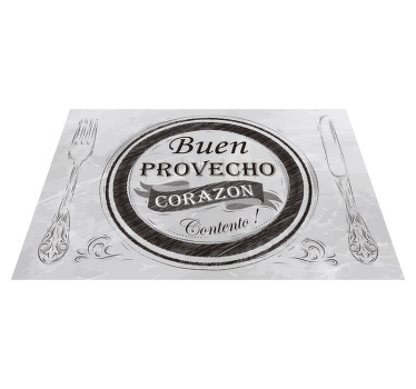 Mantel individual frase corazón feliz vientre lleno  - TenVinilo
