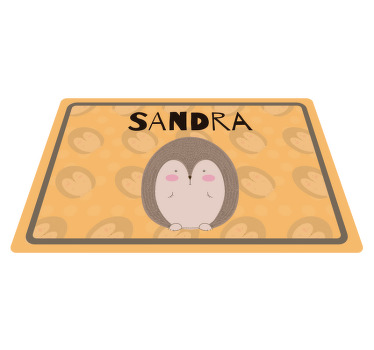 Porco-espinho desenhado com nome individuais de mesa ouriço - TenStickers