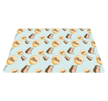 Individual mesa infantil erizo con globos con nombre - TenVinilo