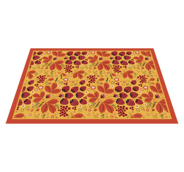 Mantel individual patrón fresas y flores - TenVinilo