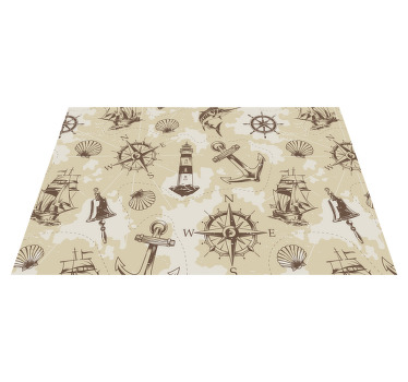 Mantel individual vintage objetos marinos - TenVinilo