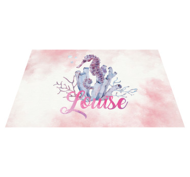 Watercolor Seahorse NAME Personalised placemats - TenStickers
