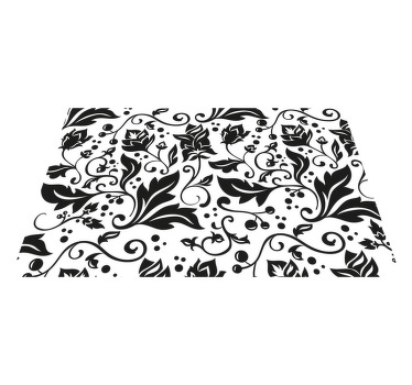 Individuais de mesa modernos Redemoinho floral preto sobre fundo  - TenStickers