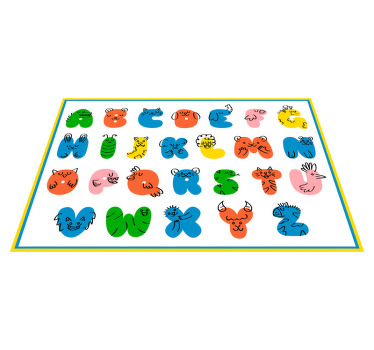 Aakkoset värikkäillä kuvilla lasten pöytätabletti - Tenstickers