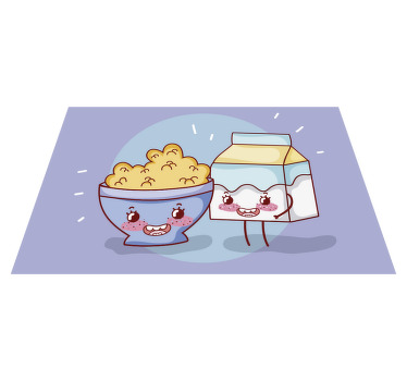Individuais de mesa infantis Cereal fofo com leite café da manhã - TenStickers