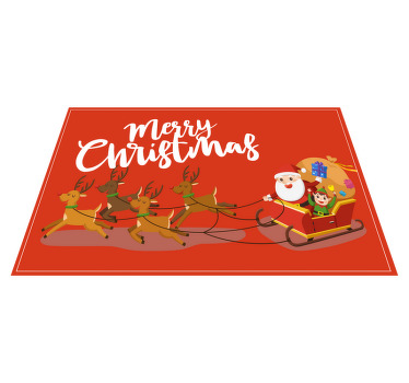 Santa and reindeer red Christmas placemats - TenStickers