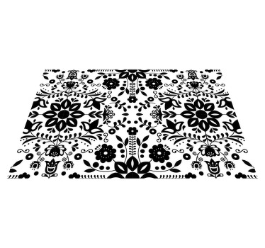 Podkładki na stół w kwiaty Czarny wzór ludowy - TenStickers