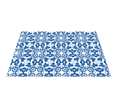 Individuais de mesa de texturas Azulejo azul vintage padrão - TenStickers