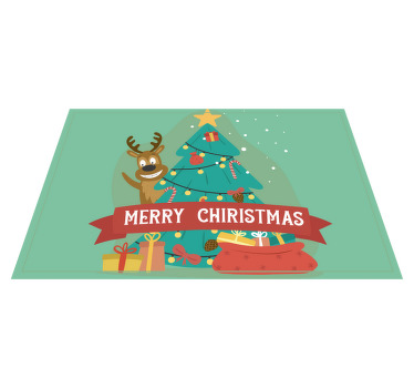 Mantel individual navideño Arbol de navidad y reno - TenVinilo