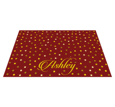 Metin kişiselleştirilmiş yer altlıklarıyla yıldız deseni - TenStickers