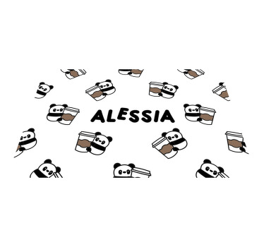 pandas with name  Personalised placemats - TenStickers