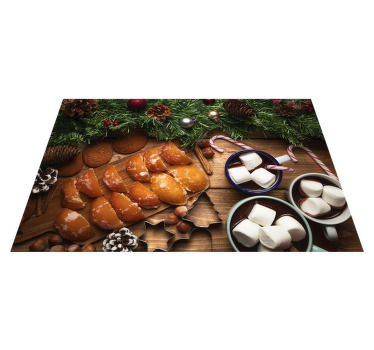 Food on wood table Christmas placemats - TenStickers