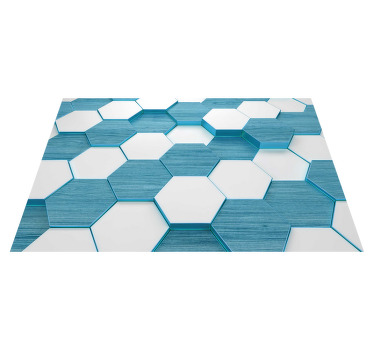 Wooden blue white hexagon textured placemats - TenStickers