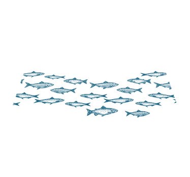 Individuais de mesa retangulares Cardume de peixes onda - TenStickers