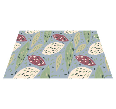 Maranta vermelha com individuais de mesa elegantes dods. Fundo azul opaco com detalhes de folhas e marantas fatiadas. Obtenha com frete imediato!
