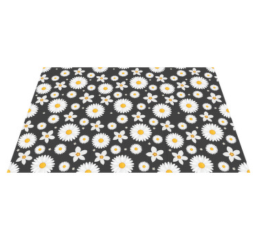 Set de table moderne Marguerites sur fond noir - TenStickers
