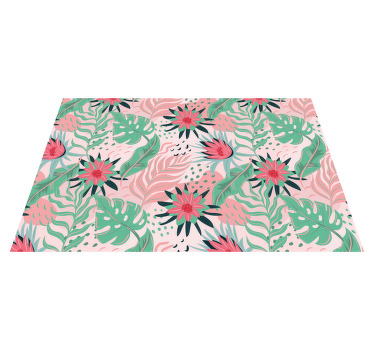 Individuais de mesa modernos Padrão floral em fundo rosa - TenStickers