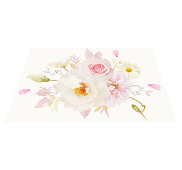 White pink flowers modern placemats - TenStickers