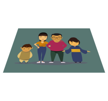 귀여운 젊은 한국 가족 어린이 플레이스 매트 - TenStickers