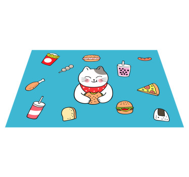 Mantel individual infantil Encantador gato comiendo - TenVinilo