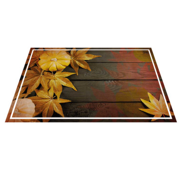 Pumpkin and leaves wooden table Vinyl placemats - TenStickers
