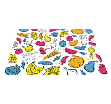 Fruits and vegetables mixed original placemats - TenStickers