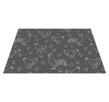 individuais de mesa de vinil com padrão de frango preto e branco - TenStickers