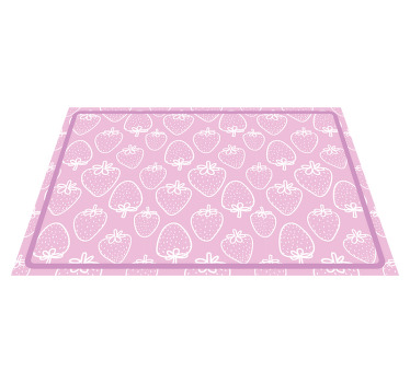 Individuais de mesa modernos Padrão de morango rosa e branco - TenStickers