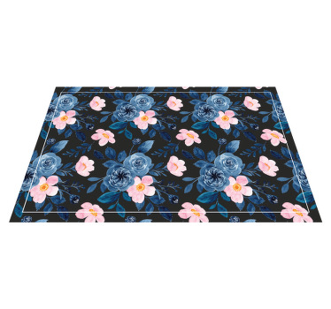 Individuais de mesa originais Rosas azuis e rosa em fundo preto - TenStickers