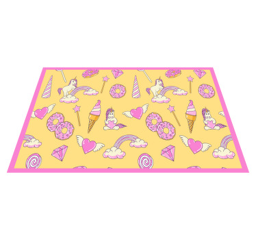 Individuais de mesa modernos Padrão de unicórnio e donut - TenStickers