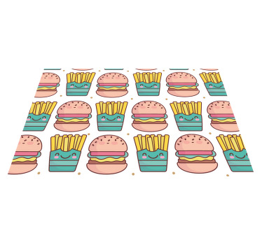 Individuais de mesa modernos Batatas fritas e hambúrguer - TenStickers