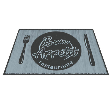 Mantel individual restaurante Azul personalizable con vajilla - TenVinilo