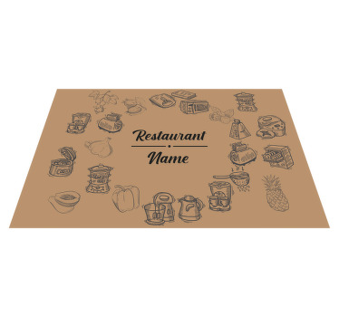 Mantel individual restaurante Nombre personalizable marrón con ve - TenVinilo