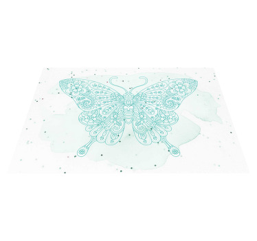 Manteles individuales de mariposa turquesa y mandala - TenVinilo