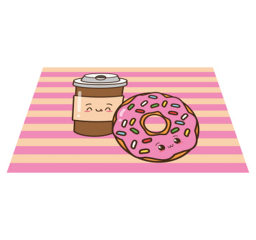 Rosa donut och kaffe ursprungliga bordstabletter - Tenstickers