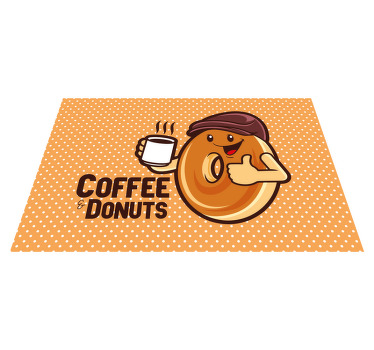 Mantel individual original Donut bebiendo una taza de cafe - TenVinilo