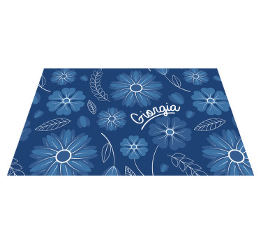 Modrý květ elegantní design vlastní jméno prostírání - TenStickers