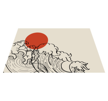 Japan bølge ocean illustration vinyl dækkeservietter - TenStickers