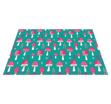 Classical mushrooms on turquoise placemats - TenStickers