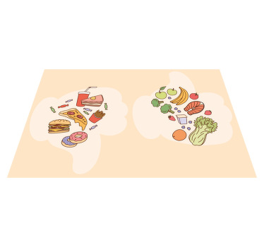 Individuais de mesa infantis Comida saudável e lixo - TenStickers
