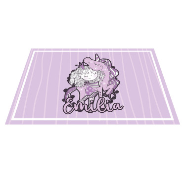 Mantel individual infantil Princesa artística con un unicornio - TenVinilo