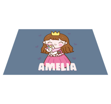 Children placemat cute princess with unicorn - TenStickers