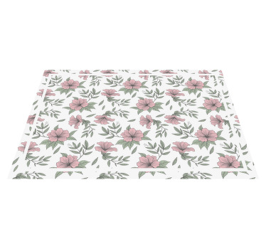 Mantel individual elegante Flores rosadas minimalistas - TenVinilo