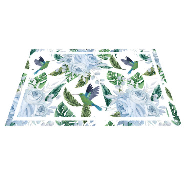 Blå haveblomster med fugle dækkeservietter - TenStickers