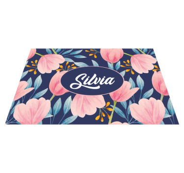 Individuais de mesa com nome Arte com flores em aquarela - TenStickers