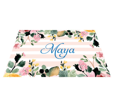 Stripes on flower border Personalised placemats - TenStickers