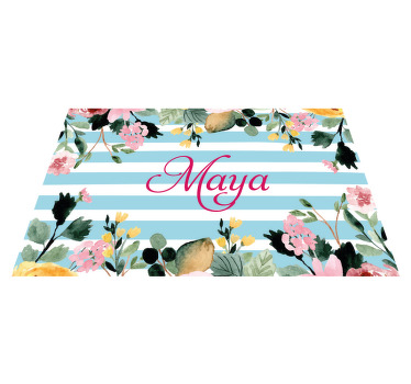 Set de table nom Rayures et bordure fleurie - TenStickers