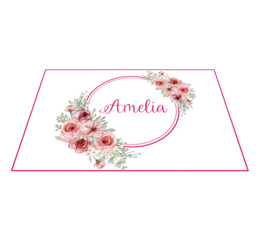 Individuais de mesa com nome Flores rosa sobre fundo branco - TenStickers