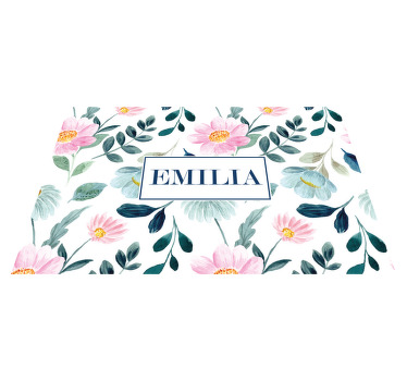 Flowers and leaves personalised place mat - TenStickers